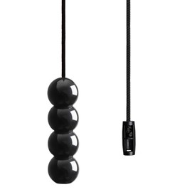 Jet Black Light Pull Cord String with a Bead Style Handle, Choice of Silver and Black Cord Colour. (Jet Black Cord)