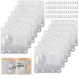 Selutiya 12PCS Hinge Repair Plate, Hinge Repair Plates kit Cupboard Door with 80 PCS Screws,Kitchen Cupboard Hinge Repair Plate,Stainless Steel Hinges Repair Plates Brackets with Holes
