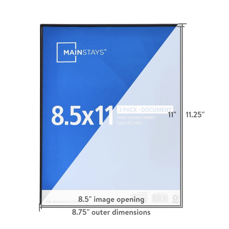 No Brand Mainstays 8.5x11 Front Loading Document Picture Frame, Black,
