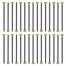 sourcing map 50Pcs Picture Hanging Nails, 1.4 x 38mm Iron Decorative Hangers Reusable Hardware Tool for Hanging Pictures Mirrors Baskets, Gold & Black
