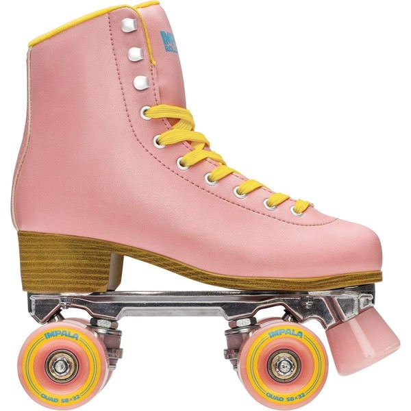 Impala Rollerskates Girl's Impala Quad Skate (Big Kid/Adult) Pink/Yellow 9 (US Men's 7, Women's 9) M