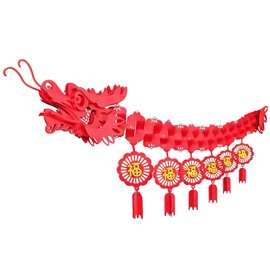 hhdatc 3D Chinese New Year Dragon Decorations Red & Gold Paper Lanterns Dragon Garland Ceiling Hangings for Lunar New Year Spring Festival Lantern Festival Home & Restaurant Party