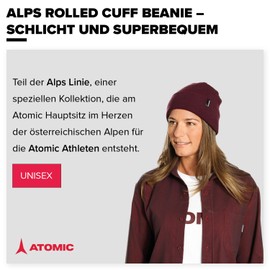 Atomic Alps Rolled Cuff Beanie - Warm Hat for Men and Women - Soft & Breathable Hats - Wool Hat Made of Skin-Friendly Material - Comfortable and Simple Hat