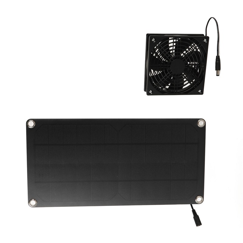 Solar Panel Fan Kit 20W Powered Mini Portable for Greenhouse