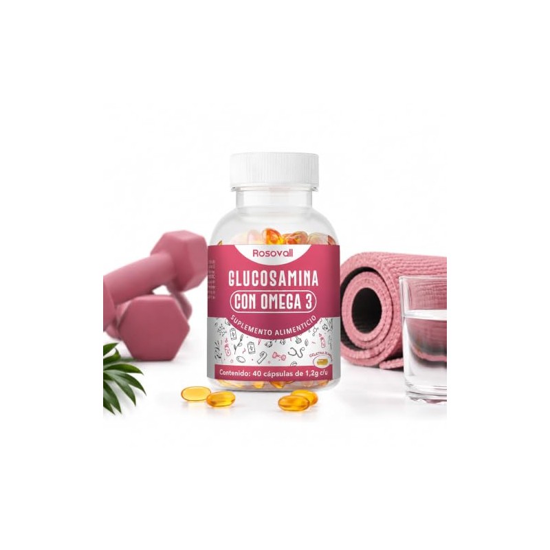 Glucosamina con Omega 3, 40 Cápsulas por Frasco, cápsula 1.2g