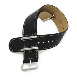 CASSIS Calf Watch Band Type NATO Leather #189.601S 0.9 inches (22 mm) Replacement Tool Included, multicolor (black / white), Casual