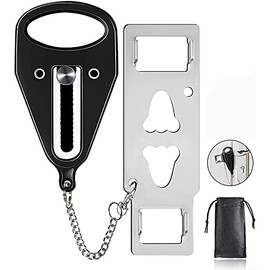 Portable Door Lock Heavy Duty Extra Lock for Additional Privacy and Safety in Hotel, Apartment,and Prevent Unauthorized Entry in Traveling, AirBNB, Hotel, Home, Apartment and School (Black, 1 Pack)