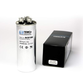 TEMCo 45+7.5 uF Dual Run Capacitor CBB65, 45/7.5 MFD, 370-440V, Round, 50/60Hz | for HVAC AC Fan, Motor, Blower Applications