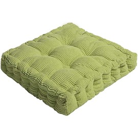 ChezMax Floor Pillow & Cushion, Large Meditation Chair Cushions, Thick Square Seat Pad, Soft Velvet Tufted Seating Pouf for Indoor/Outdoor Yoga Bench Rocking Chair Room Tatami Sofa, Green 16" x 16"