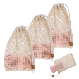 3 Pack Soap Exfoliating Bag Natural Sisal Soap Saver Bag Pouch Natural Soaps Saver Bar Bags with Drawstring for Exfoliating Foaming and Drying Soaps Holder
