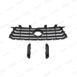 ROKY 3PCS For Highlander 2008-2010 Bumper Holder Brackets + Front Chrome Grille Grill