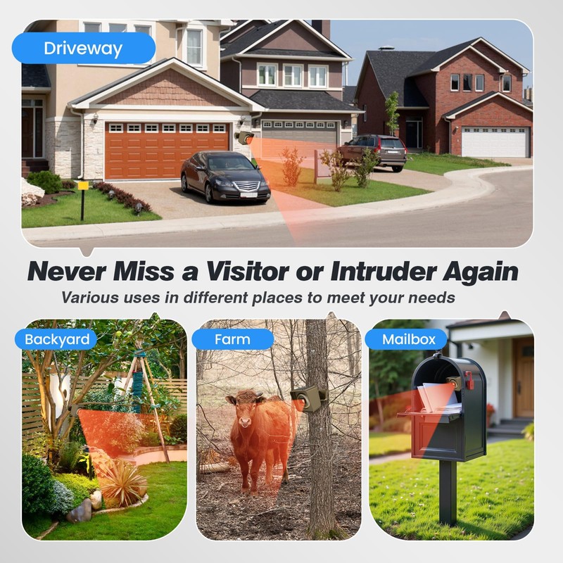 Chtoocy Solar Driveway Alarm Wireless Outside 1/2 Mile Long Range,