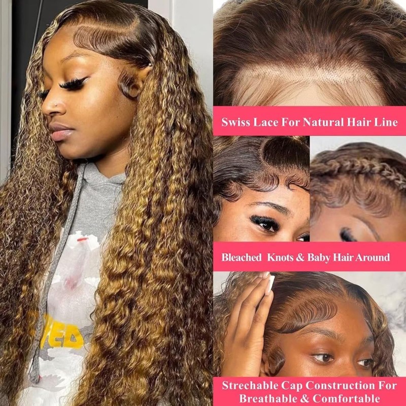 Peenoll Highlight Dark Brown Chocolate P4/30 Jerry Curly Wig Glueless