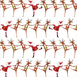 Caspari Christmas Can Can Ivory Gift Wrapping Paper - Three 30 in. x 8 ft. Rolls