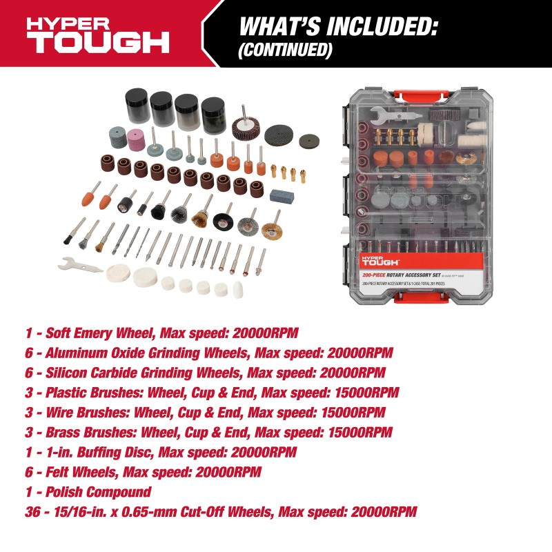 GreatStar ROTARY TOOL ACCESSORY KIT 200-Piece Sanding Bands Felt Wheels