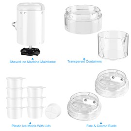 Shaved Ice Attachment for KitchenAid Stand Mixers with 8 Ice Molds, Ice Shaver Attachment, Snow Cone Attachment/Maker with Coarse and Fine Blades