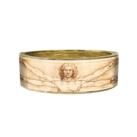 RainCaper Fine Art Hinged Cuff Bangle Bracelet for Women | One size fits most, Durable Glossy Finish | da Vinci Vitruvian man
