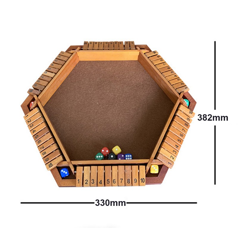 1-6 Players Shut The Box Dice Game, Wooden Board Table