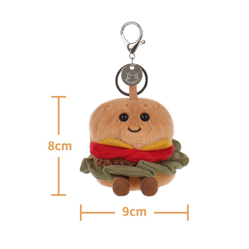Apricot Lamb Hamburger Burger Food Cute Keychain, Soft Stuffed Plush
