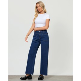 GRAPENT High Waisted Straight Leg Jeans for Women High Rise Jeans for Women Womens Jeans High Waisted Women's Wide Leg Jeans Wide Leg Denim Pants for Women Reef Blue Size Medium US Size 8 to Size 10