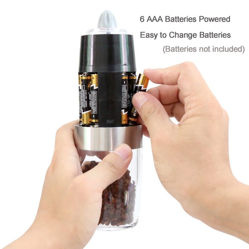 Gravity Electric Salt and Pepper Grinder Set, Battery Operated, Automatic