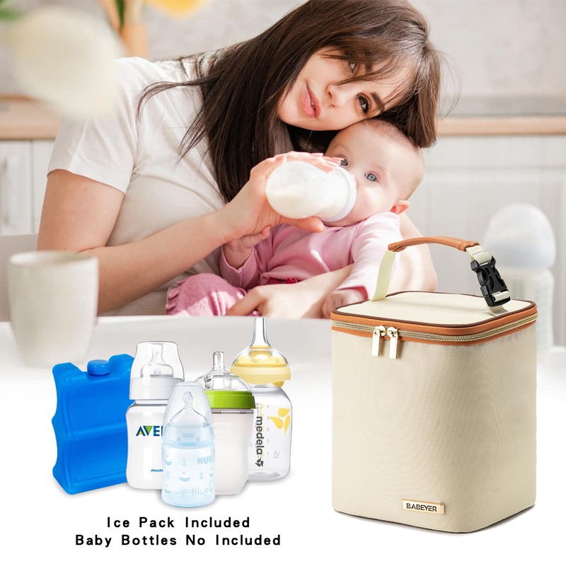 BABEYER Breastmilk Cooler Bag with Ice Pack Fits 4 Baby
