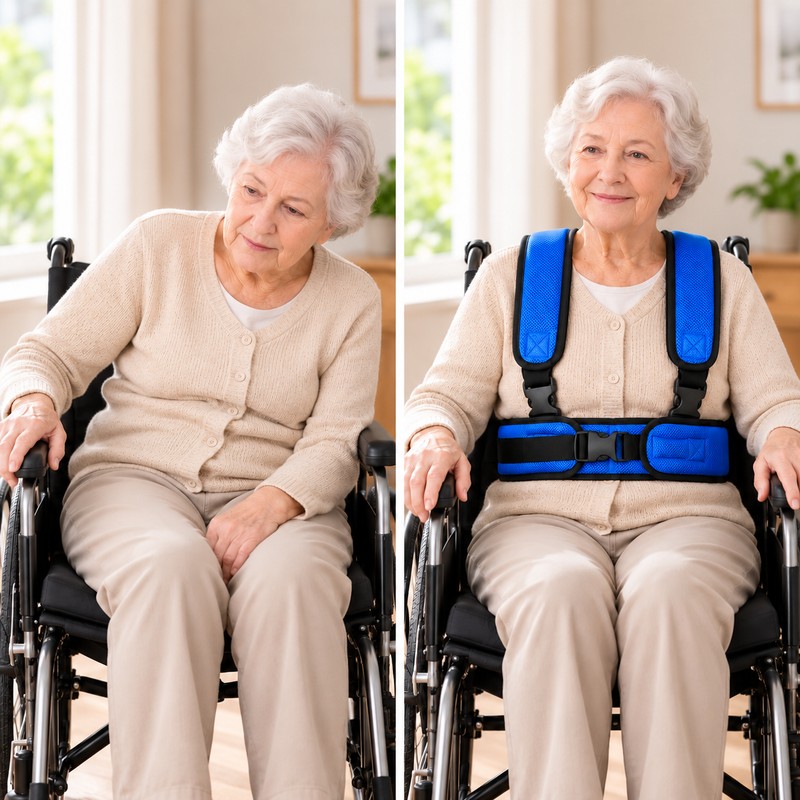 Adjustable Wheelchair Shoulder Harness with Breathable Padded Straps for Everyday