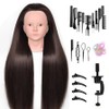 24-Inch Hairdressing Mannequin Head with Synthetic Fiber Hair – Styling,