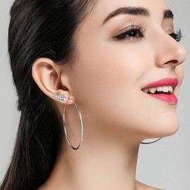 Spiritlele 24 Pairs Silver Hoop Earrings Lightweight Multipack Cubic Zirconia Earrings Assorted Earrings Set for Women