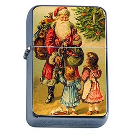 Perfection In Style Silver Flip Top Oil Lighter Vintage Christmas Design 005
