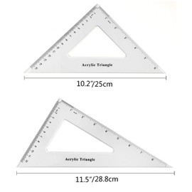 Coopay Large Triangle Ruler Set Square, 30/60 and 45/90 Degrees, Triangle Hollow