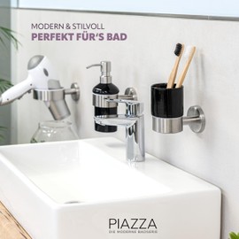 bremermann Bad-Serie Piazza Keramik - Becherhalter schwarz, Edelstahl matt
