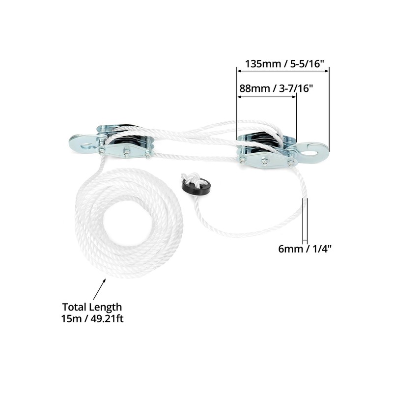 QWORK® Pulley with 8 pulleys - Maximum capacity: 400 kg,