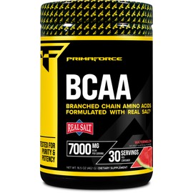 Primaforce BCAA Powder (Watermelon) - 7000MG 2:1:1 BCAAs, 30 Servings, Post-Workout Recovery Drink with Amino Acids and Real Salt for Men & Women