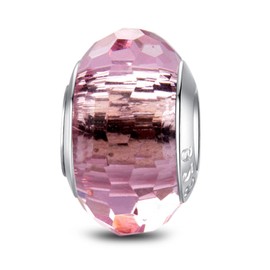 MICOO - Abalorio de plata de ley 925 para pulseras, colgantes de moda, abalorio colgantes de piedras de nacimiento simuladas, regalos de cumpleaños para mujeres, Plata esterlina, cristal