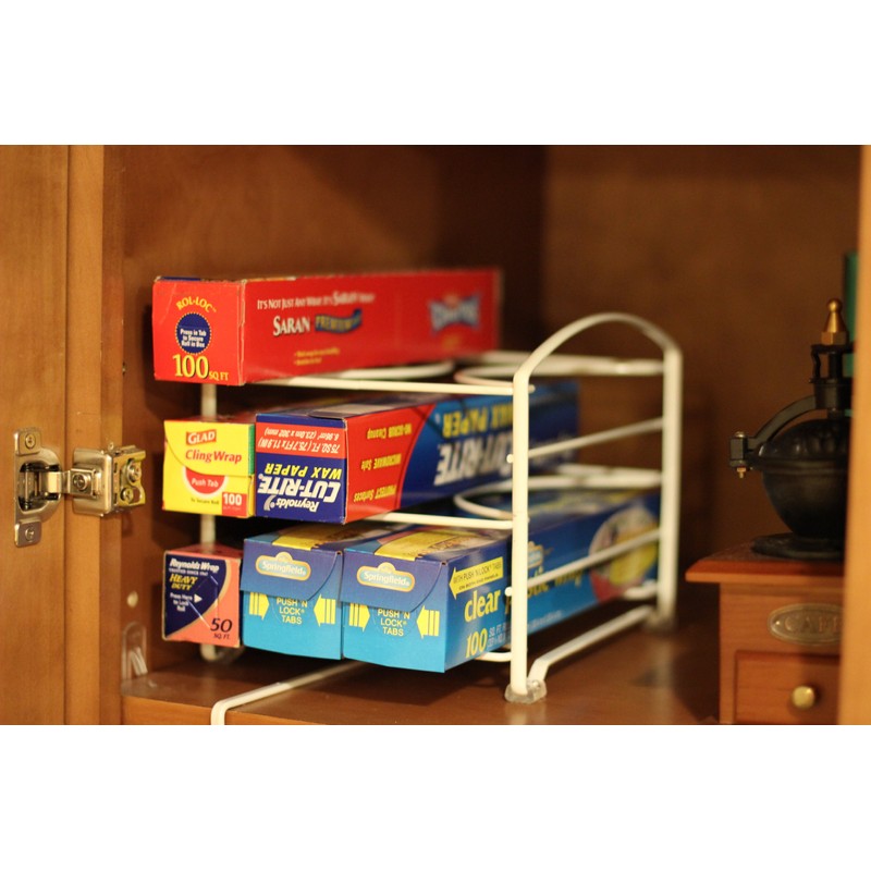 Deco Brothers Wrap Organizer Rack for Kitchen Cabinet, White (Small/Standard,