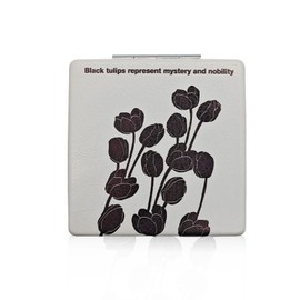 Cute Cherry Flower Compact Magnifying Makeup Mirror for Travel Cartoon Cute Tulips Handheld Foldable Mini Pocket-Sized Magnified Personal Mirror (Tulips 4)