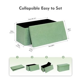 B FSOBEIIALEO Small Storage Ottoman Cube Sherpa Ottomans Foot Rest, Foldable Boucle Ottoman Bench, Faux Teddy Fur, Green 30"x15"x15"