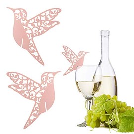 GOTOTOP Paquete de 50 Tarjetas de Nombre de Colibrí de Marfil Cortadas con Láser para Mesa de Boda de Pájaro, Decoración de Recepción de Nombre de Mesa Personalizada, Tarjetas de Invitados de(Rosado)