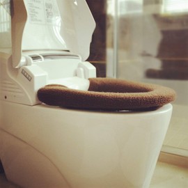 2Pieces Thicker Bathroom Soft Toilet Seat Cover Pad with Handle Toilet Lid Cover Cushion Soft Thicker Stretchable Washable