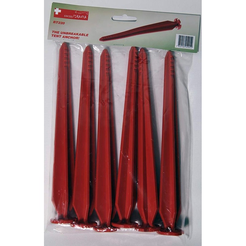 SwissPiranha 853791-6RT220 Tent Pegs Set of 6 Red L