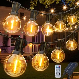 Hulaiyaa Solar Fairy Lights Garden G40 12 m 20 Bulbs 8 Modes Fairy Lights Outdoor Solar Fairy Lights Pile Rope Outdoor Bulbs with Remote Control for Patio Balcony Party Wedding
