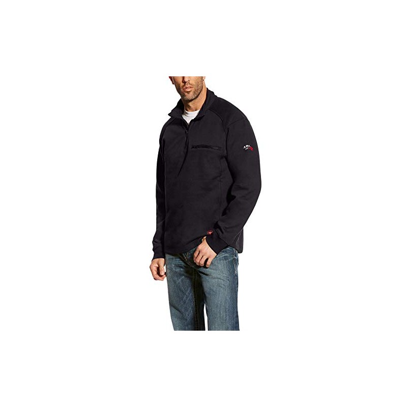 ARIAT mens 1 /4 Zip Flame Resistant, Black, X-Large Tall