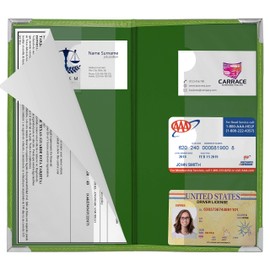 Autostyle Corner Guard Insurance Card Registration Document Holders | Premium Wallet with Magnetic Closure (Lime Green)