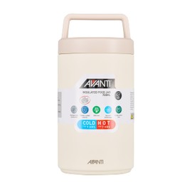 Avanti Insulated Food Jar with Nested Condiments Container and Leakproof Screw Top Lid with Carry Handle, 700ml, Sand Dune