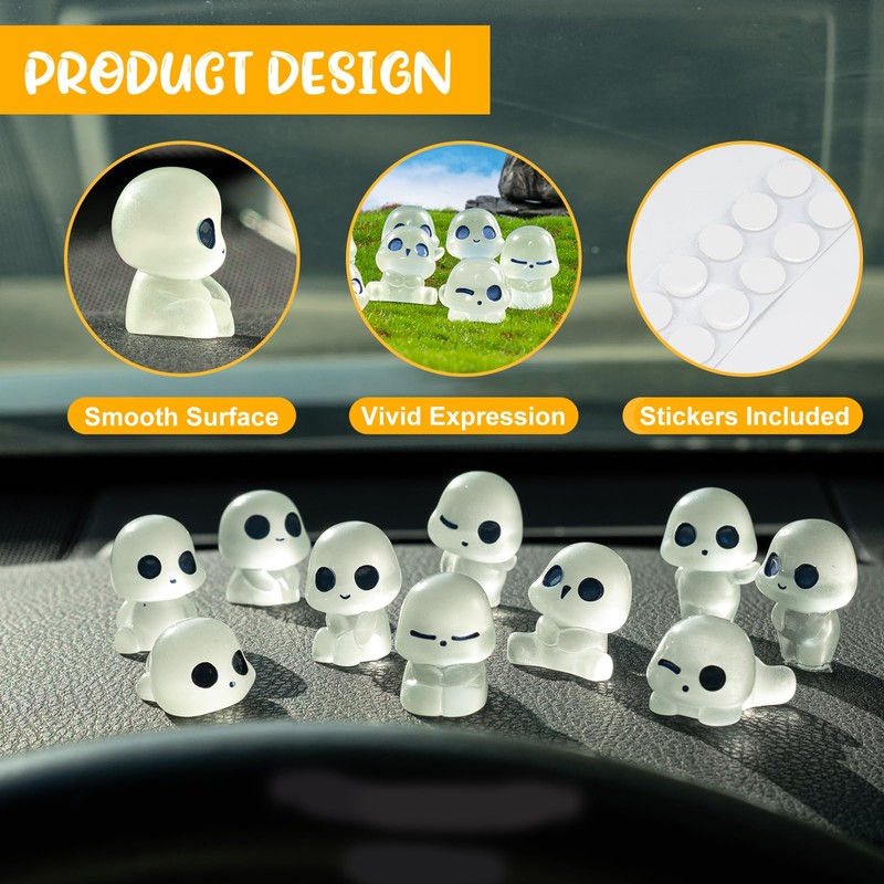 Rislobx Luminous Alien Car Dashboard Decor, 10PCS Resin Car Dash