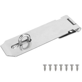 KIMIWISE Stainless Steel Hasp Latch, Heavy Duty Hardware Padlock Latch Can be Used on Gates, Bedroom Doors, Cabinets, Sheds, 5 Inch Safety Door Hasp Latch Lock Comes with Screws, Silver, 1 Pack