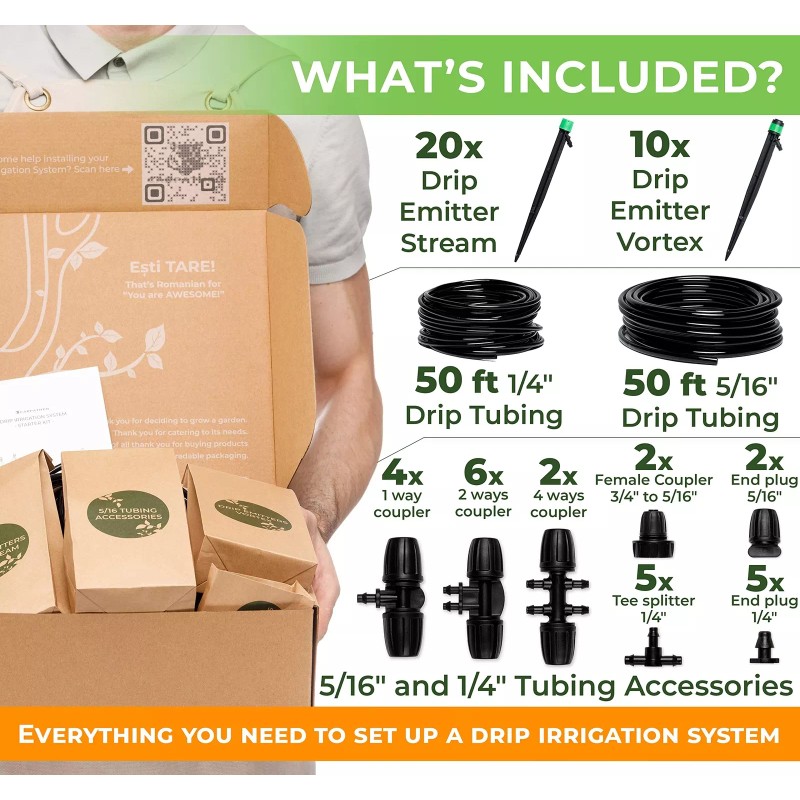CARPATHEN Drip Irrigation System - Adjustable Premium Irrigation System for