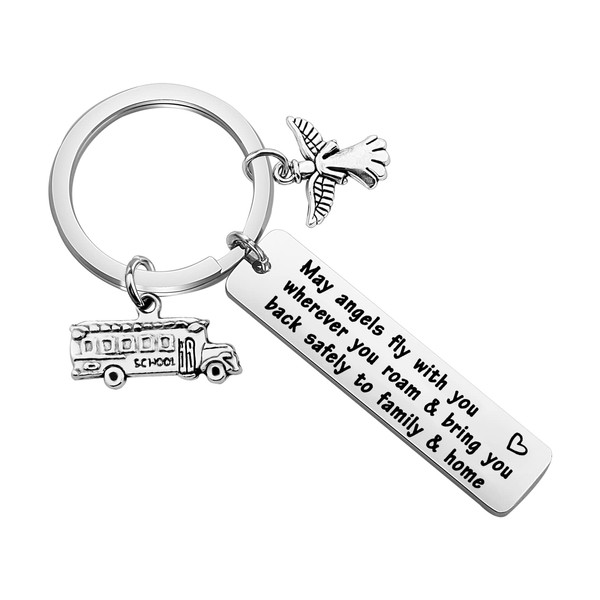 WUSUANED School Bus Driver Gift Guardian Angel Keychain May Angels