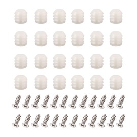 100 Set White Hinge Dowel Inserts, 4 X 10 Plastic Dowels for Cabinet Door Expansion with 4 X 12 Self-Tapping Screws